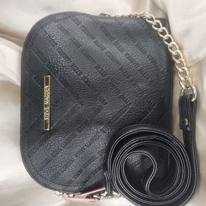 Steve Madden Black Vegan Leather Dome Top Crossbody Bag